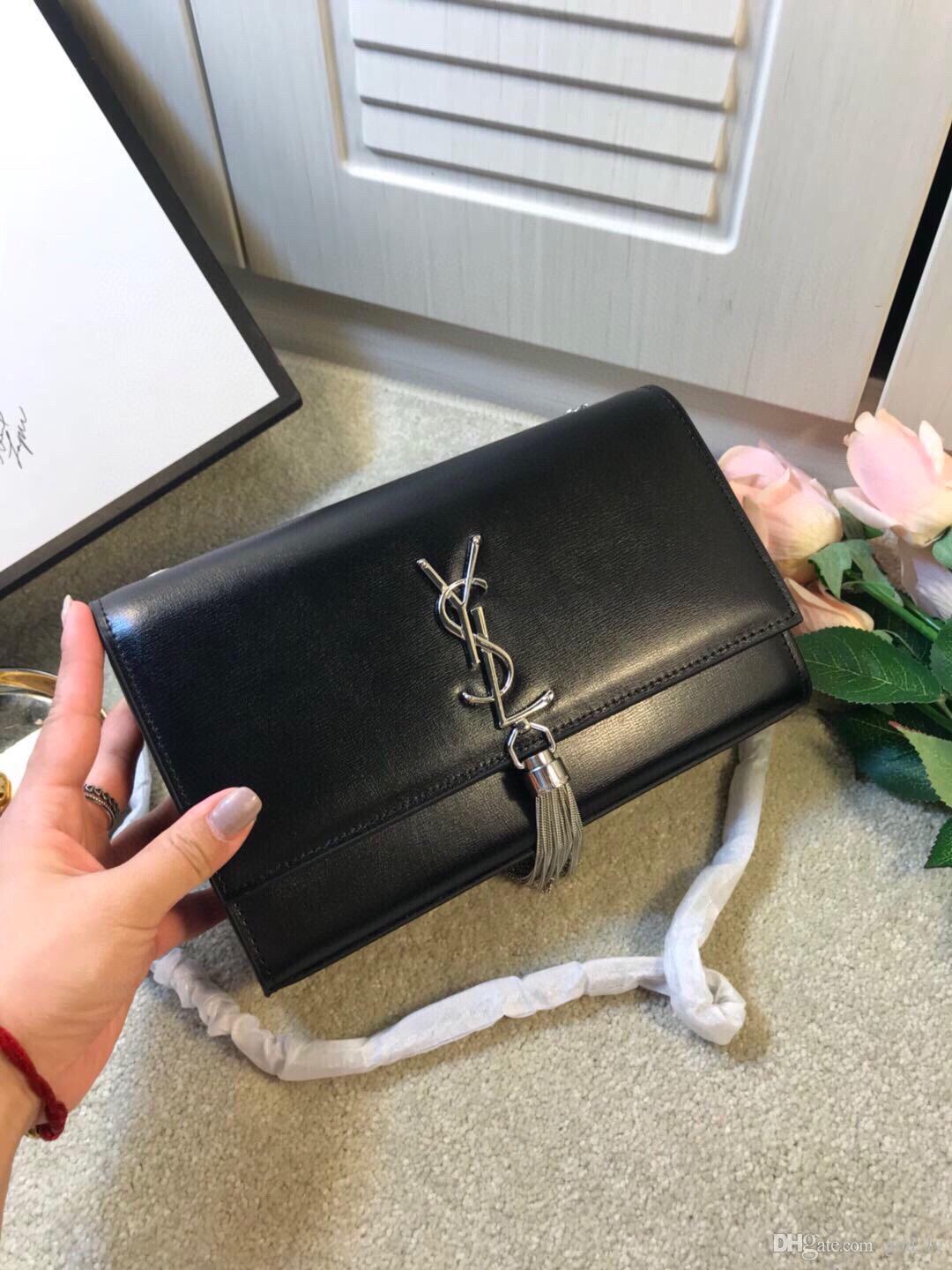 

YB3 Top quality YSL Saint handbags sheepskin caviar metal chain gold and Silver Genuine Leather fashion Flap shoulder bag