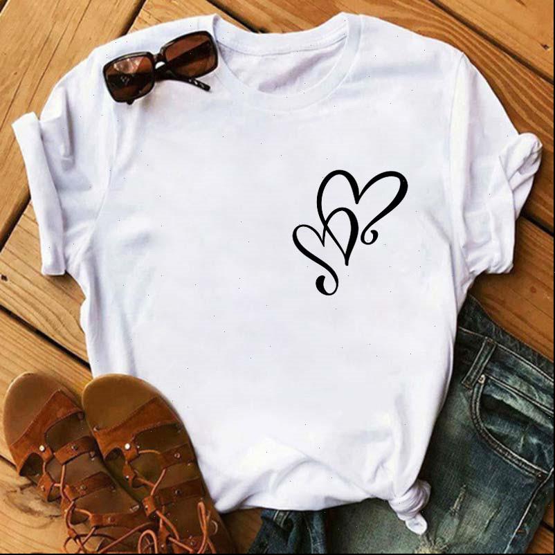 

summer fashion kawaii heart womens t shirt pattern printing harajuku leisure streetwear clothe pocket, White