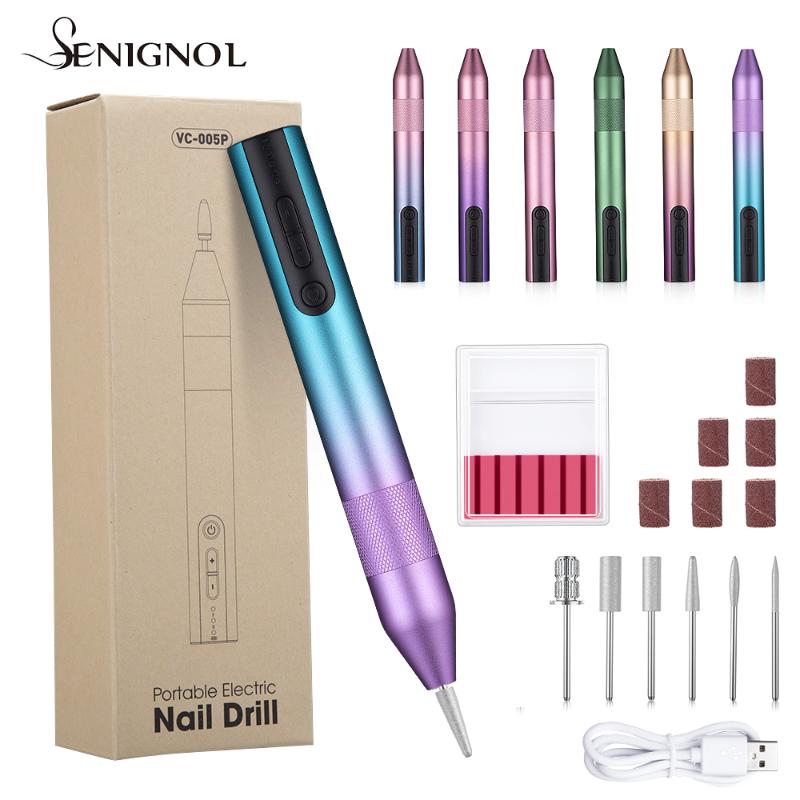 

Nail Drill & Accessories SENIGNOL Electric Nails Machine USB Milling Cutter File For Manicure Pedicure 20000RPM Professional Equipment