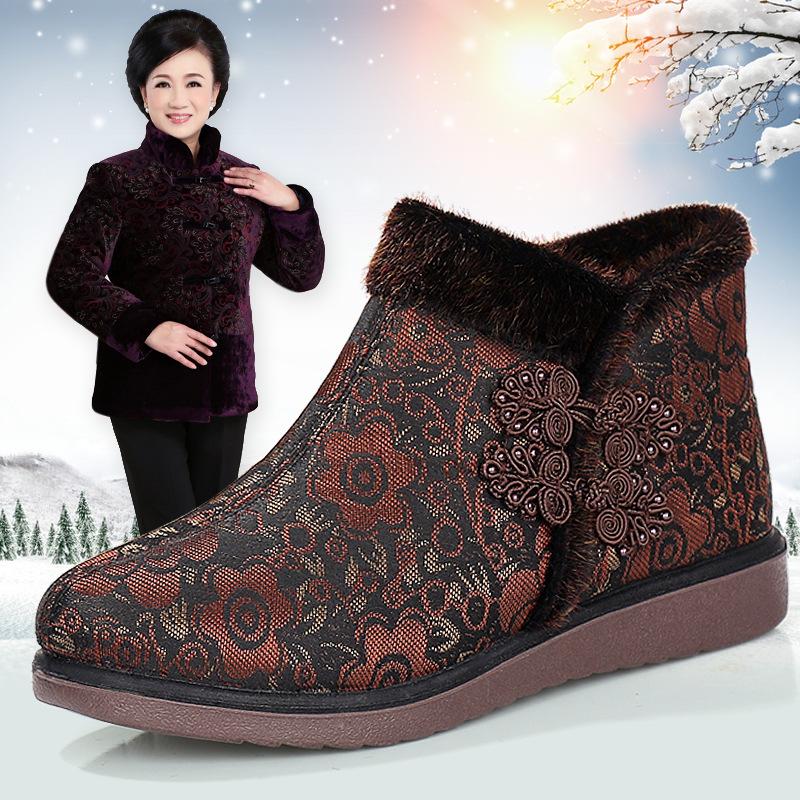 

Boots Winter Fashion Women's Flat Shoes Woman Botas With Fur 2021 For Ladies Chunky Female Women, Coffee