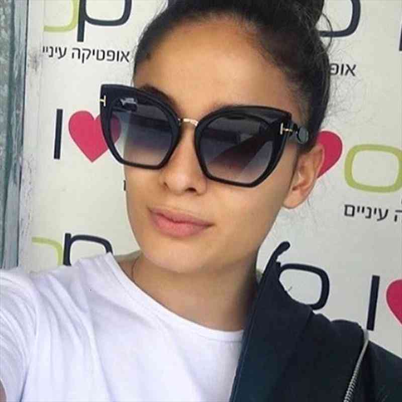 

Fashion Brand Designer Cat Eye Sunglasses Women Tom Sun Glasses Big Size Cateye Vintage Oversize Female Gradient Points