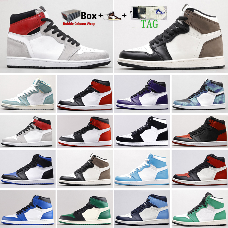 

Jumpman 1s Mens Basketball Shoes 1 UNC Twist Dark Mocha University Blue Black Wolf Grey Hyper Royal Design Pollen Seafoam Sports Sneakers Womens Trainers With Box, Color 21