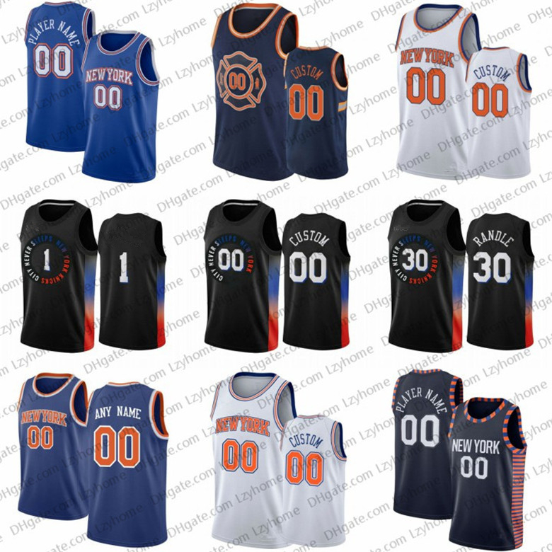 

Immanuel 5 Quickley Custom Basketball Jerseys RJ 9 Barrett Obi 1 Toppin Julius 30 Randle Mitchell 23 Robinson Derrick New York Knicks&#1, Black;red