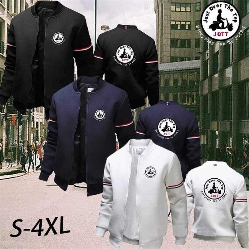 

Fall/winter Style JOTT Printed Casual Large Size Solid Color Fashion Slim Men's Baseball Jacket S- 211110, Navy blue