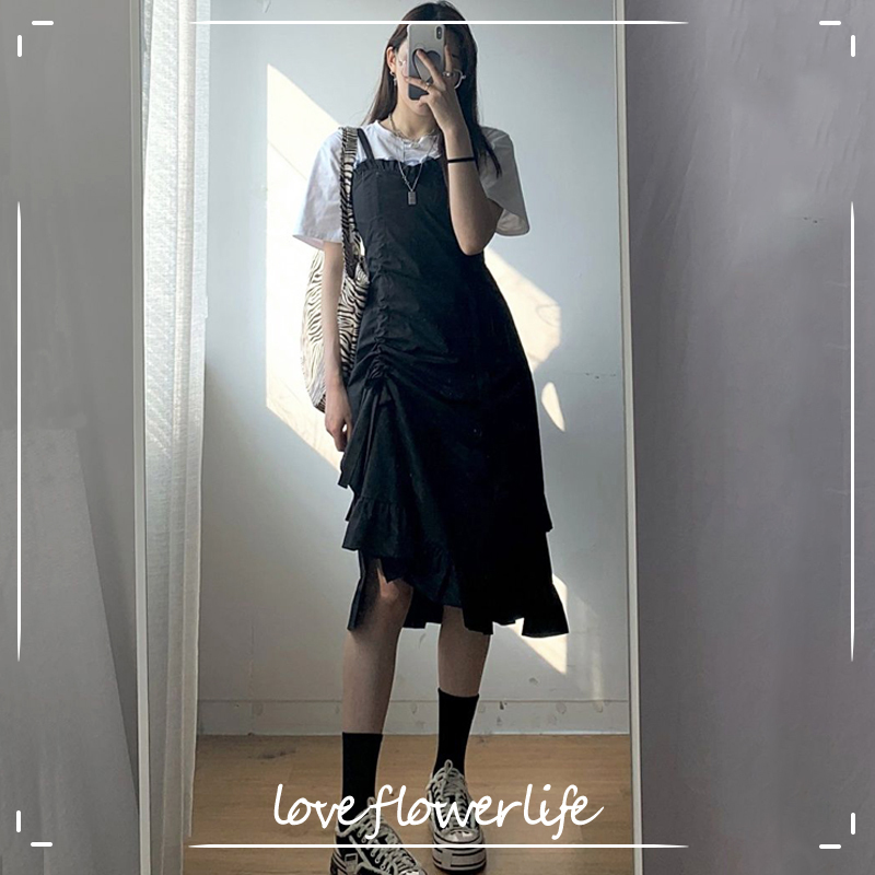 

Summer Gothic Black Dress Women Y2k Spaghetti Strap Vintage Dress Female Evening Party Dress Korean Harajuku 210521