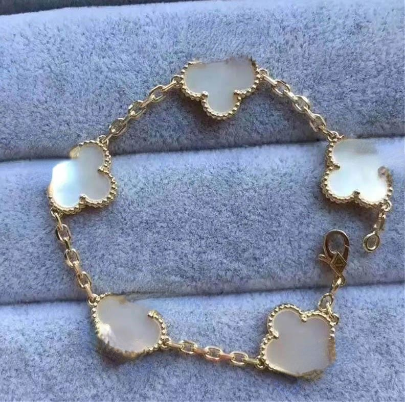 

4 Leaf Clover Charm Bracelet Bracelet Chain 18K Gold Agate Shell Mother-of-Pearl Suitable for Ladies and Girls Wedding Mother's Day Jewelry Gifts for Ladies