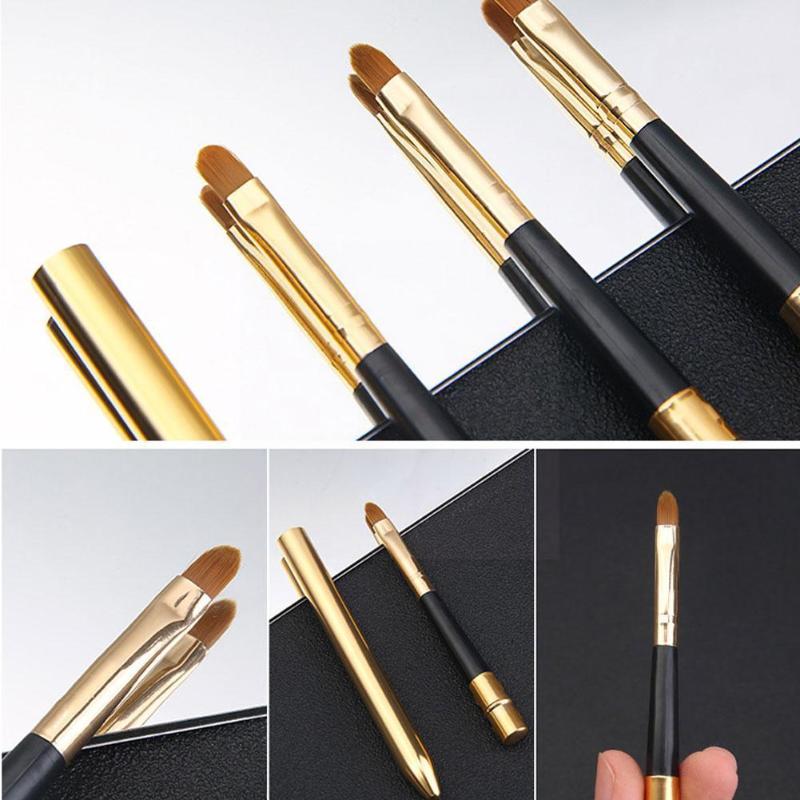 

Makeup Brushes Metal Handle Lip Gloss Brush Portable Retractable With Adjustable Lipstick Protect Tool Cosmetic Cap H2j1