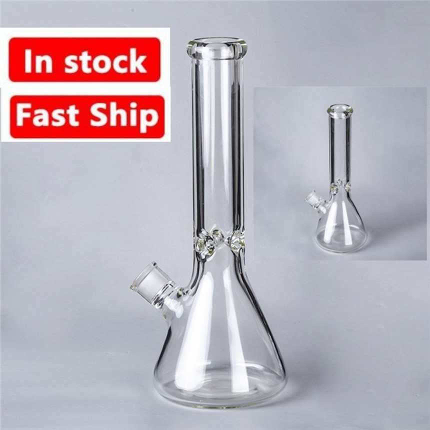 

20cm Tall Glass Water Pipe Bong With Free 14mm Bowl Joint Clear Beaker Bongs Thickness Hookah Smoking Chicha FY2313