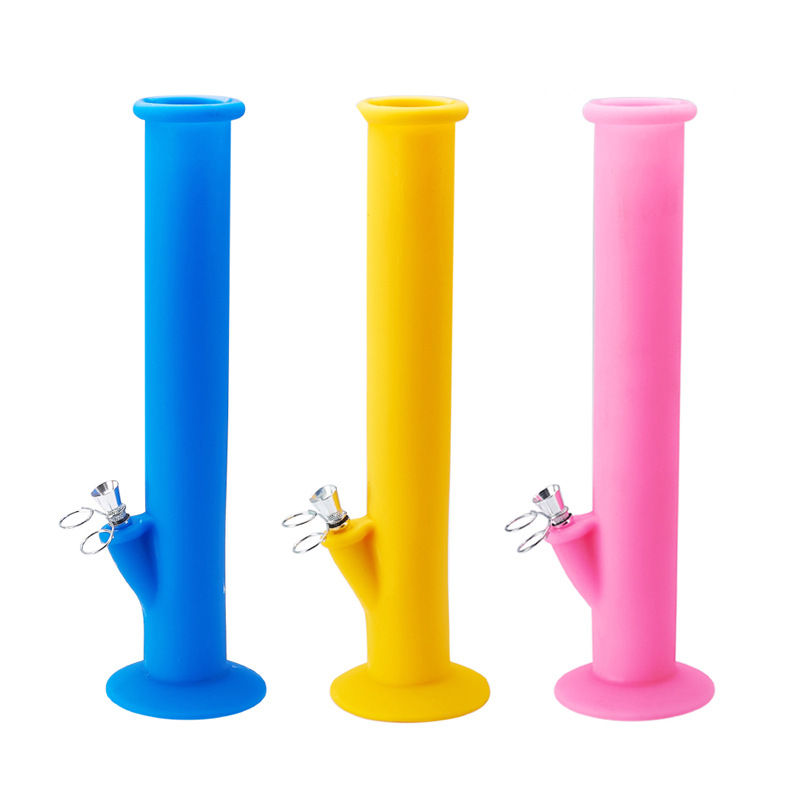 

13.8 Inch Hookahs 35cm Silicone Bongs Percolators Perc Removable Straight Water Pipes Smoking Bong With Quartz Banger