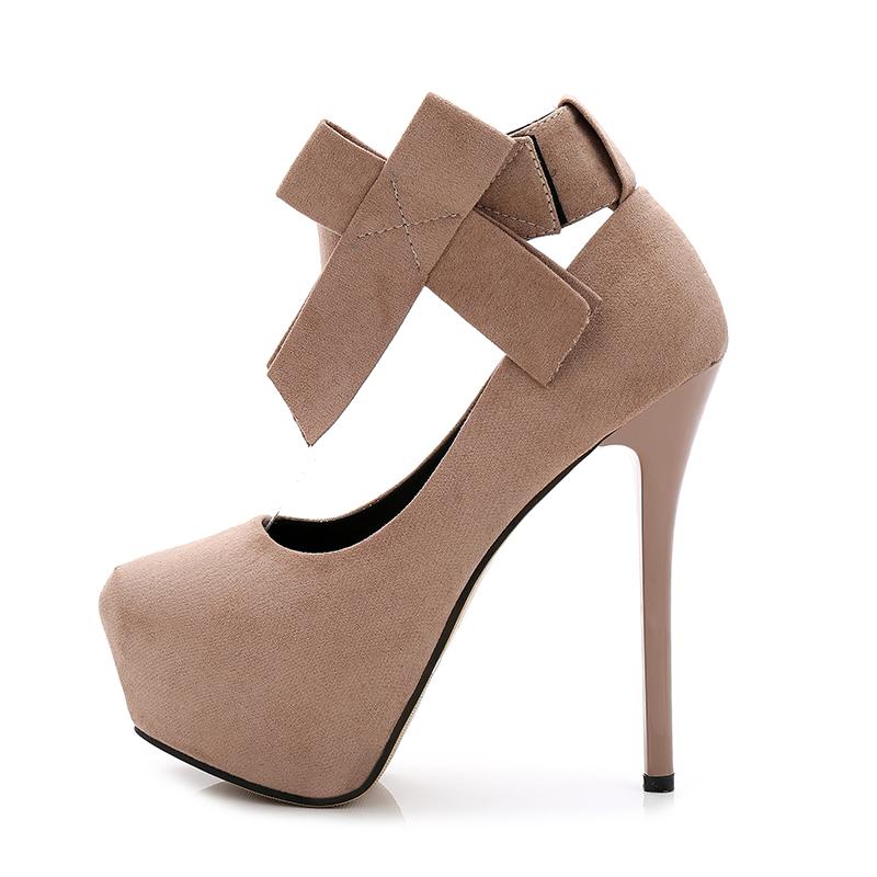 

Dress Shoes 14CM Round Toe Womens 4cm Platform Pumps Butterfly-knot Ankle Starp High Heels Stiletto Party Summer 2021, Black