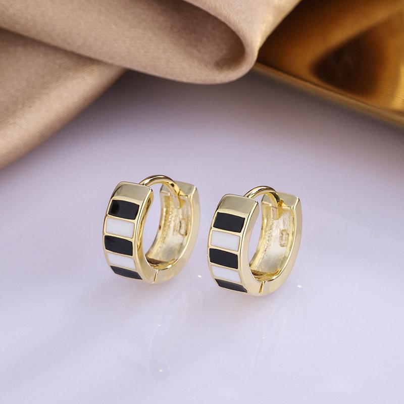 

Hoop & Huggie Drop White Black Glaze Earrings For Women Delicate Gold Color Ear Accessories High-end Jewelry Wholesale Free Ship KBE490