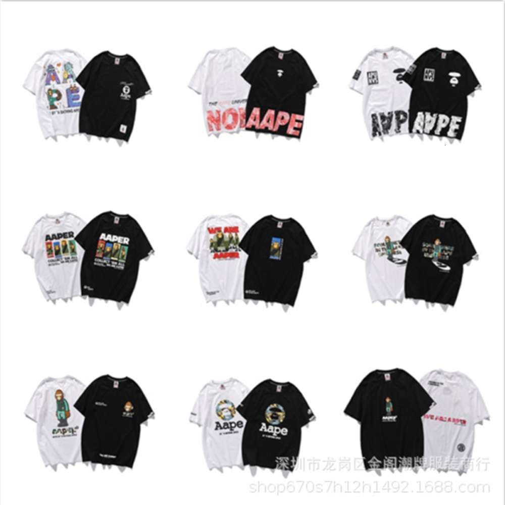 

tops 2021 fashion brand half ape man army casual sports top T-shirt short sleeve men's and women's, White;black