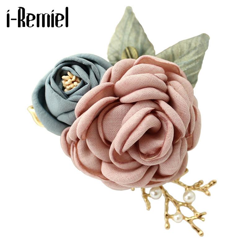

Pins, Brooches I-Remiel Handmade Fabric Pink Flower Brooch Lapel Pin Badge Clothing & Accessories Cloth Art Flowers Necktie Jewelry For Wome