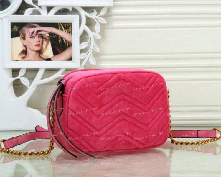 

High Quality Marmont Shoulder Bags Women Handbags Velvet Totes Purses Leather Gold Chain Crossbody Soho Designer Bag Disco Messenger Purse Wallet 10 Colors KS6899, Velvet blue