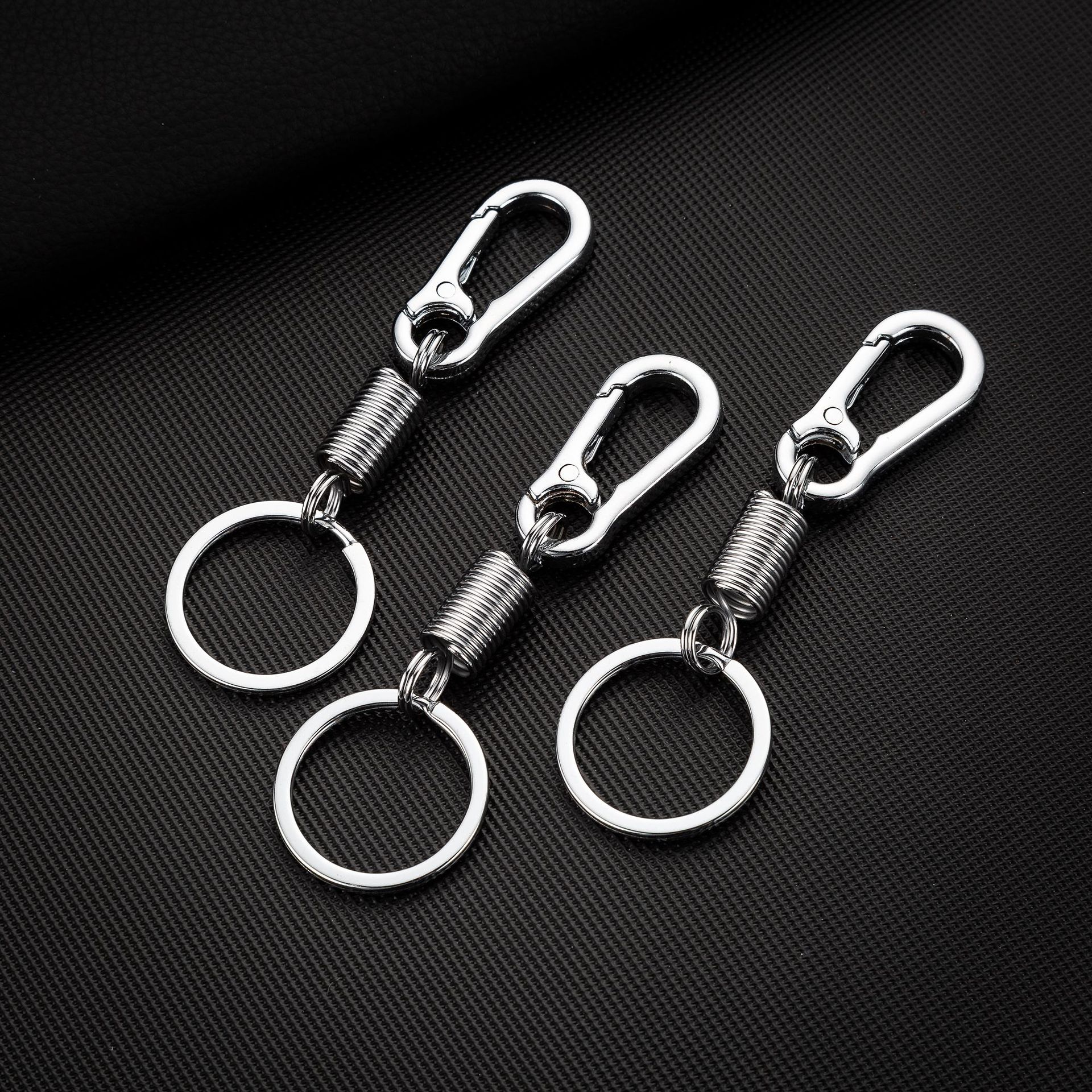 

Classic Design Men's High Quality Silver Plated Keychain Fashion Spring Car Key Ring For Sale