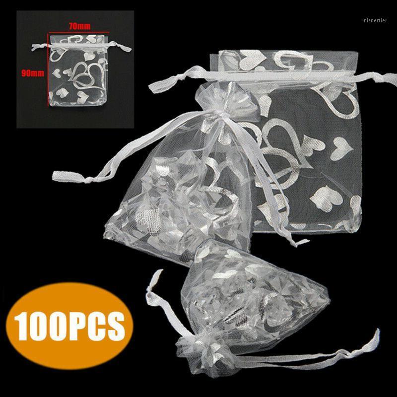 

Gift Wrap Silver Organza Bags Drawstring Decoration 100pcs Sheer Favor Candy