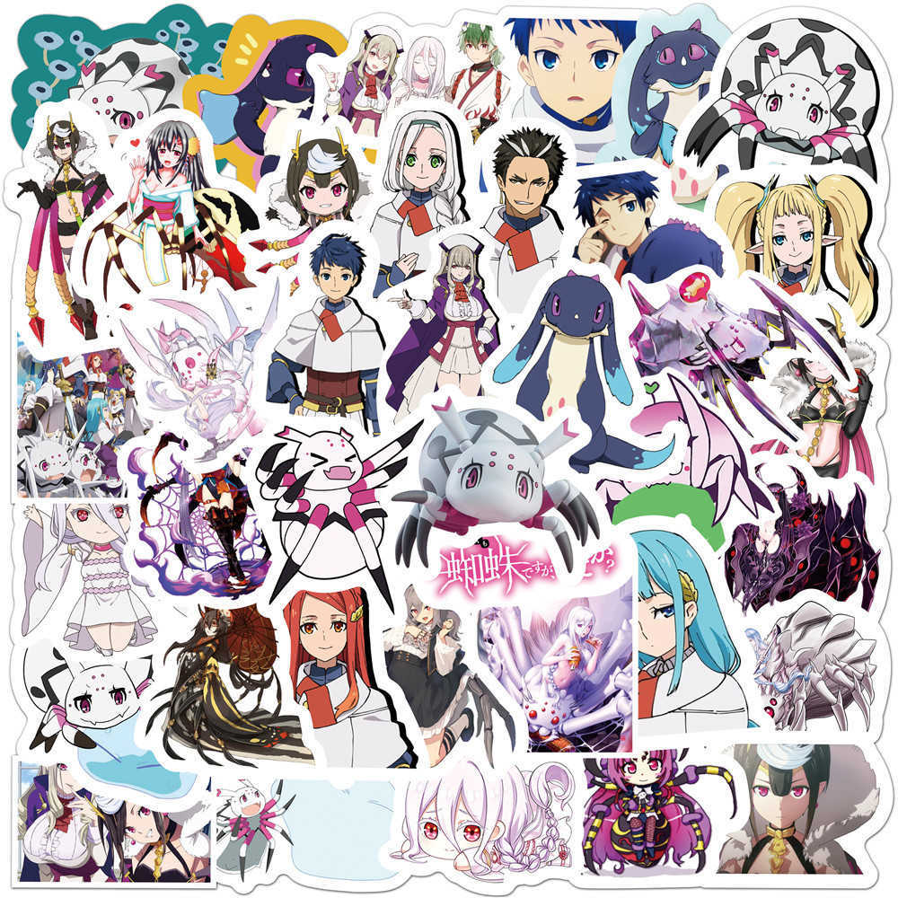 

10/50pcs New Anime What about Reincarnation Into Spider Graffiti Stickers Decorate Suitcase Notebook Skateboard PVC Sticker Car, 10pcs sticker
