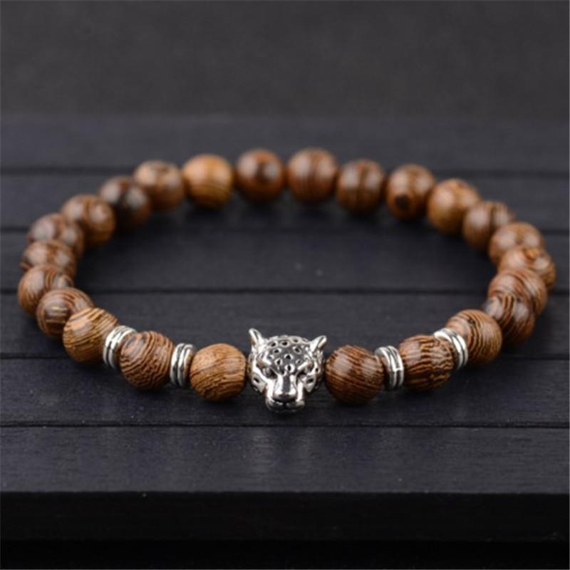 

Beaded, Strands Pulseras Mala Leopard Head Bracelet Drop Buddha Wood Beaded Chakra Rosary Bracelets For Women Men Top 108 Beads Jewelry