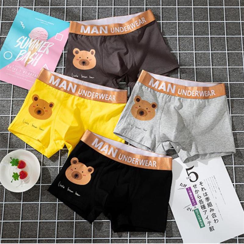 

Underpants Men's Cartoon Little Bear Underwear Large Size Loose Arrow Pants Summer Breathable Cool Thin Shorts Head Men Cotton Boxers, Black;white