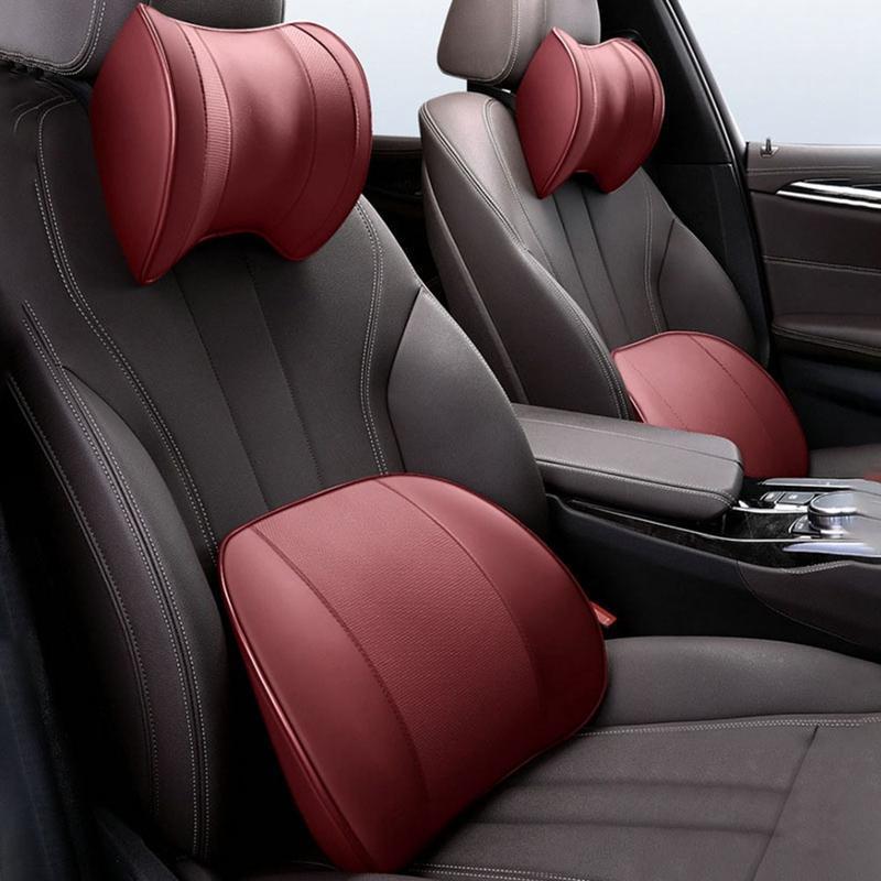 

Seat Cushions 2Packs Car Pillow & Back Support Cushion With Adjustable Strap Neck Memory Cotton