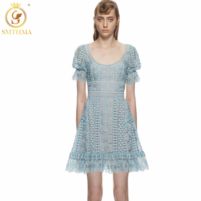 

Arrive High-End Custom Self Portrait Dress Women Floral Lace Hollow Out Summer Dresses Size S  L 210520, Picture color