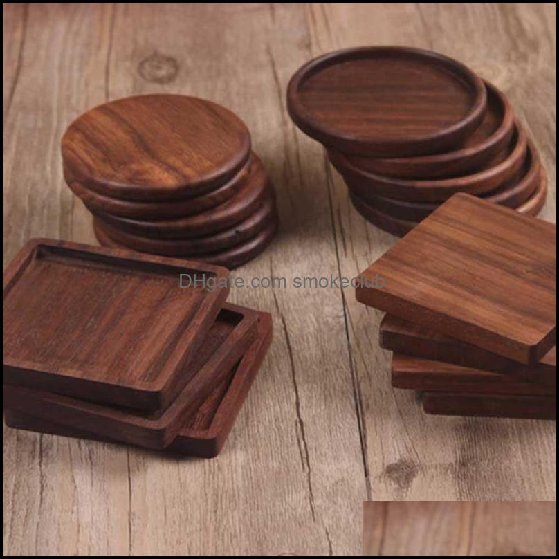 

Pads Table Decoration Aessories Kitchen, Dining & Gardensquare Round Wooden Coasters Black Walnut Mat Bowl Pad Coffee Tea Cup Mats Dinner Pl