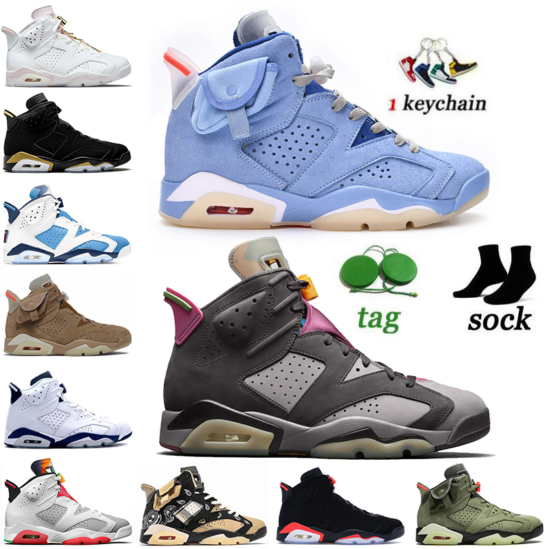 

Top Quality Women Mens Jumpman 6 Basketball Shoes Jorden 6s UNC Retro Bordeaux Gold Hoops Sports Trainers Travis Scotts British Khaki Midnig