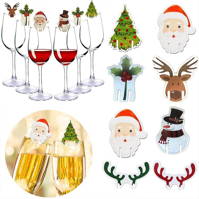 

Christmas Decorations 2022 10pc Cup Card Decoration Santa Hat Wine Glass Decor Xmas Tree Ornaments Home Party Year Gift