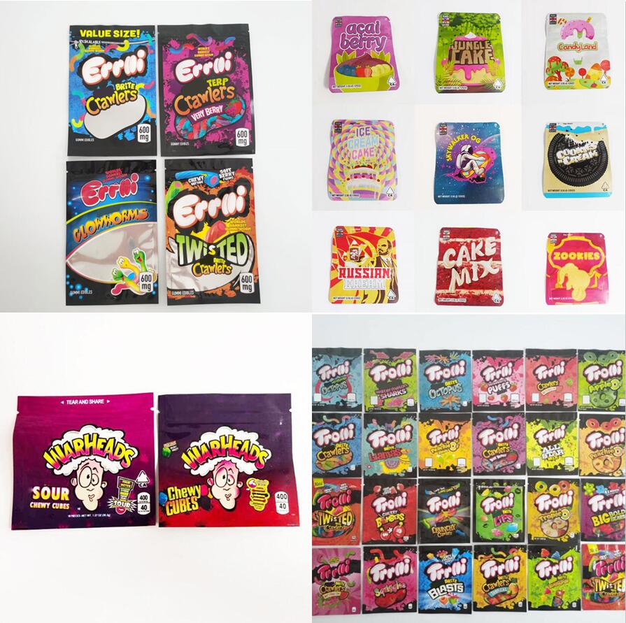 

500mg trrlli trolli ziplock baggies Bags Infused Errlli edibles Sour terp Zookies Crawlers mylar 600mg Gummy Edible packaging 3.5g releasabl
