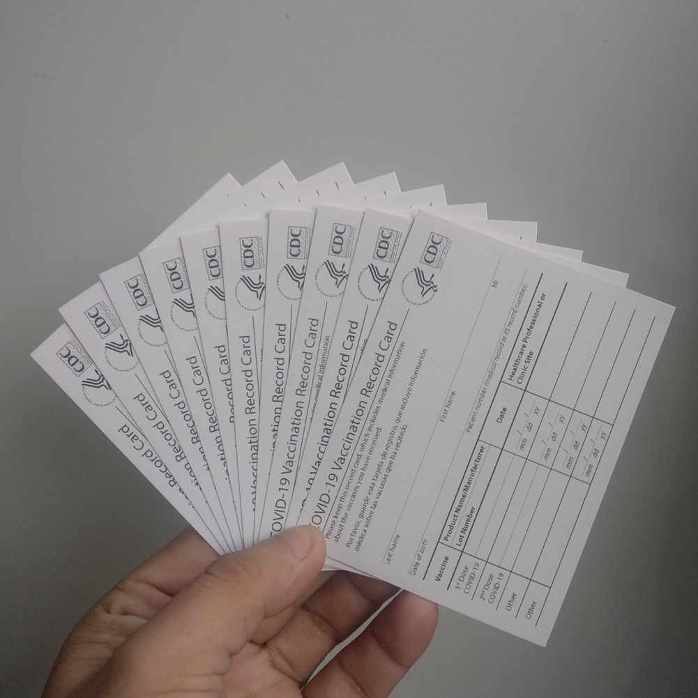 

20pcs CDC Immunization Cards 4*3 Inches Business Card Files CDC-Record-Cards Protector Holder FedEx or USPS Delivery