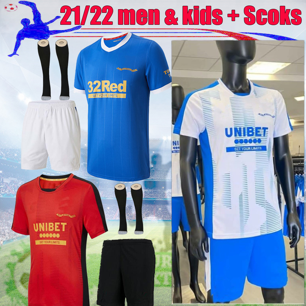 

2021 2022 Glasgow Rangers 150 years home Soccer Jerseys DEFOE MORELOS KENT ARIBO ARFIELD 21 22 Men Kids Kits football jersey, 21/22 away kit