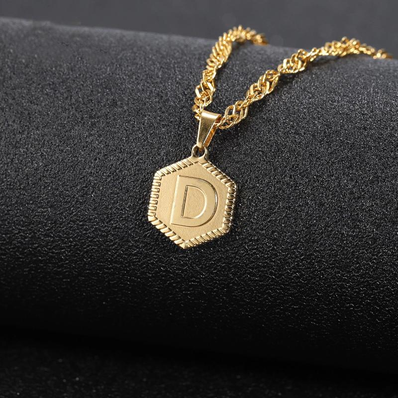 

Pendant Necklaces 26 Letters Gold Plated Stainless Steel Choker Jewelry Not Fade For Women Men YP8701