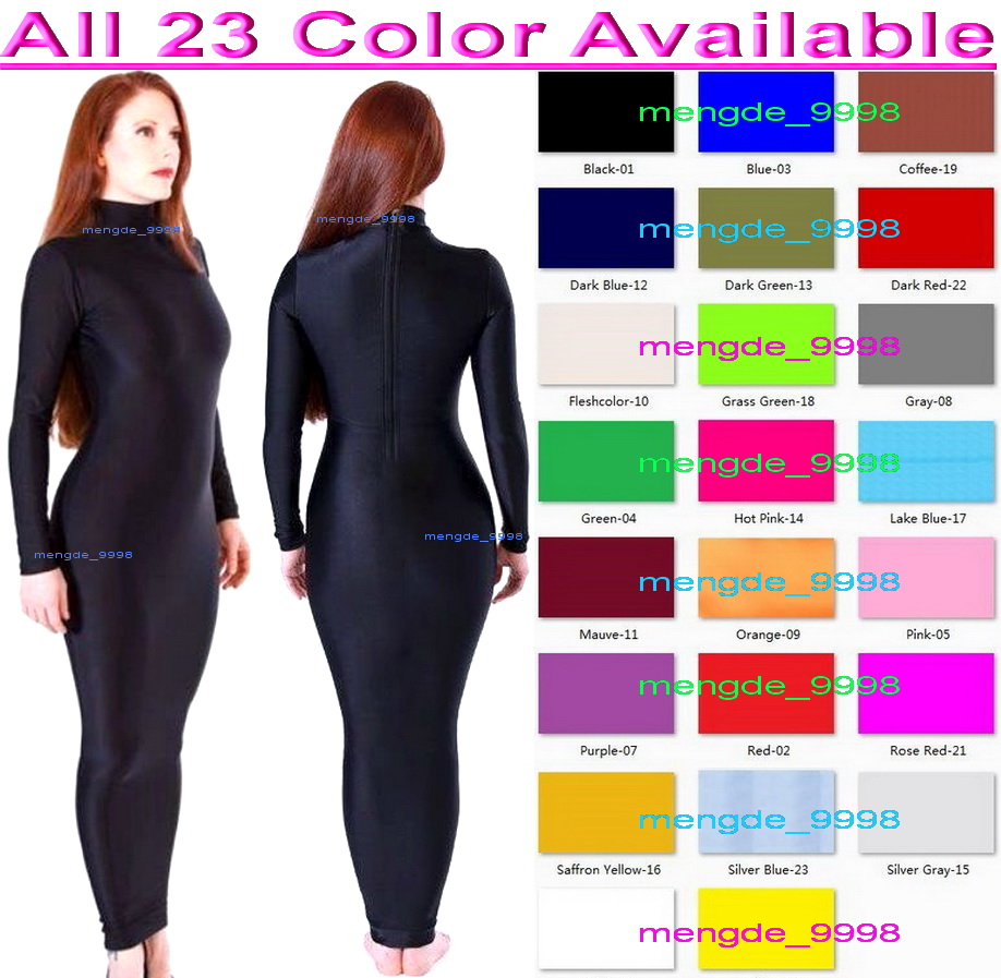 

Sexy Women Party Dresses Costumes Back Zipper 23 Color Lycra Spandex Women's Wrap Dress Long Skirts Halloween Fancy Cosplay Costume M330, Green