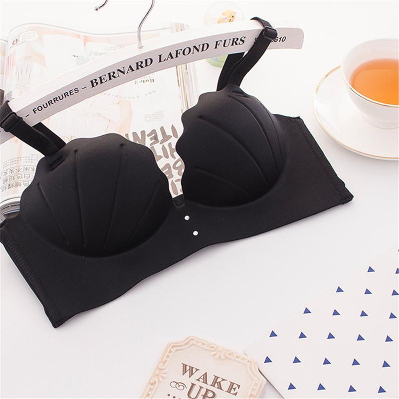 

Ladies' Small Fresh No Steel Ring Girl One-piece Shell Massage Bra Comfortable And Seamless Gather Simple Natural FP022 Bras, Sky blue