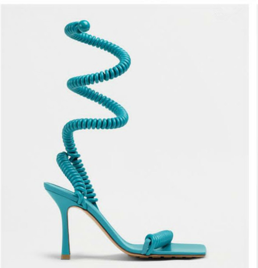 

wired women roman summer sandals high heeled party dress pumps 2021ss blue cross strap casual beach outwear walking shoes green cutout gladiator shoe slippers