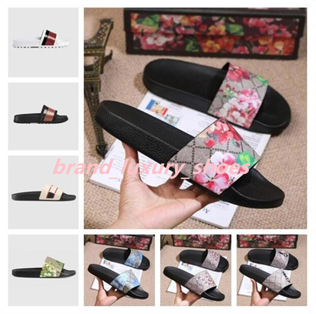 

2021Men Women Slipper Sandals luxurys Designer with Correct Flower Box Dust Bag Shoes snake print Slide Summer Wide Flat Sandal, Black