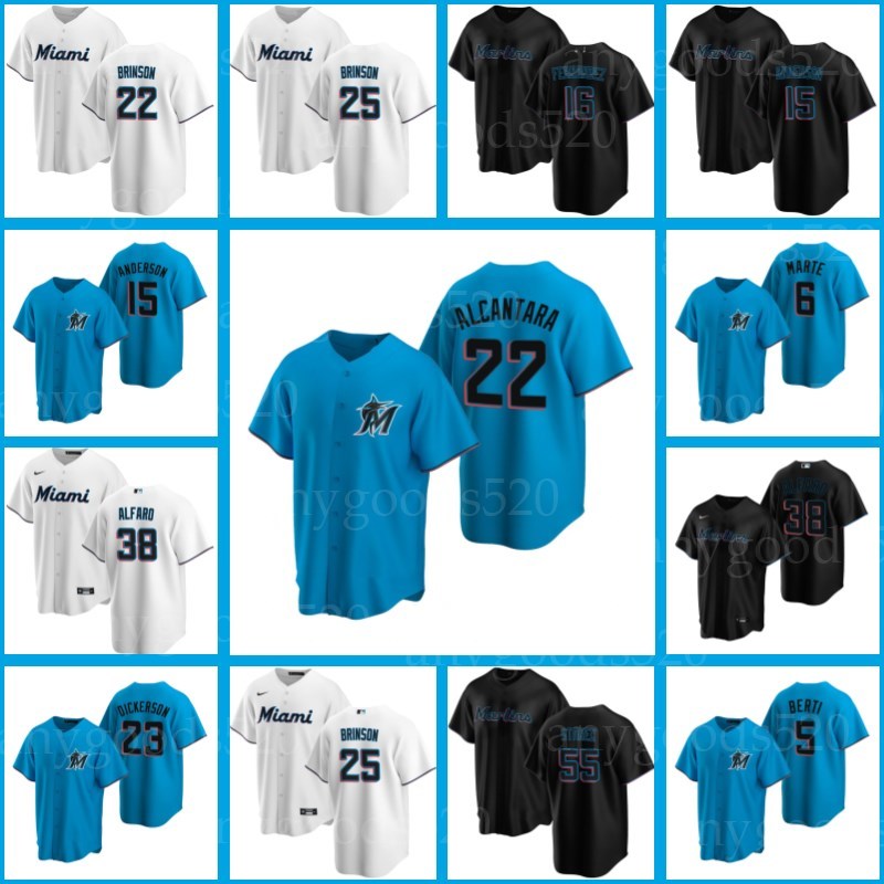 

Miami Sandy Alcantara Marlins Jerseys Brian Anderson 24 Jesus Aguilar Jon Berti Corey Dickerson Adam Duvall Garrett Cooper Men Jorge Alfaro, Blue;black