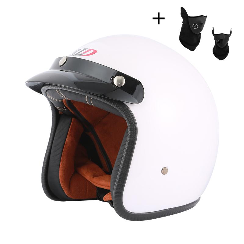 

Motorcycle Helmets DOT White Open Face Helmet Jet /4 Half Riding Motocross Racing Motobike Free Mask