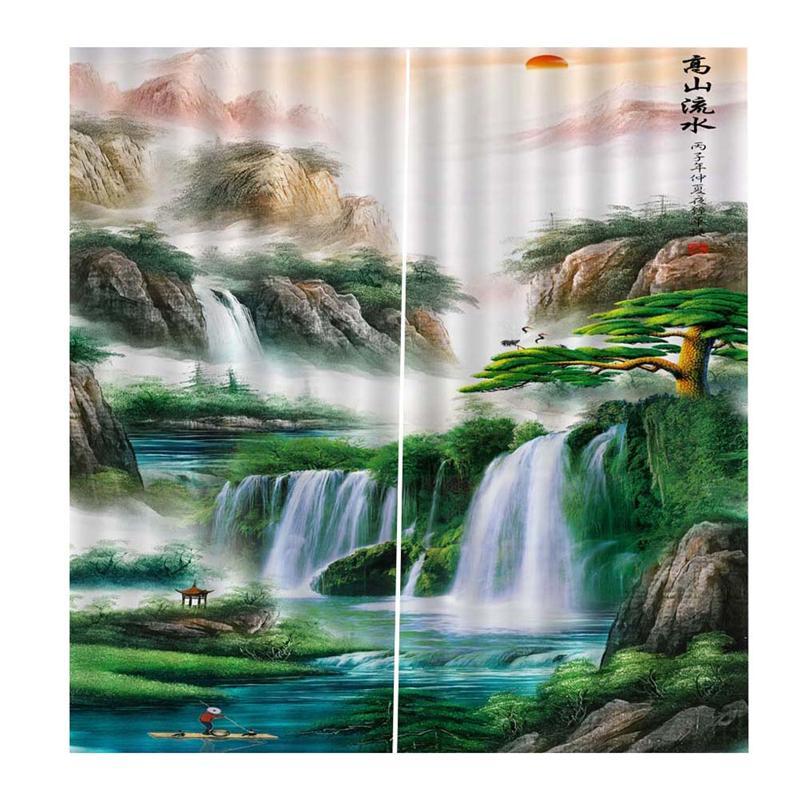 

Curtain & Drapes 1pc Polyester Waterproof Universal Decorative Printing For Home El Bedroom (Mountain And River) #6