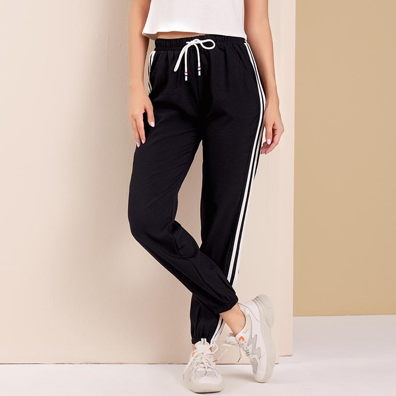 

Women' Pants & Capris Spring Summer Style Fashion Sports Wind Elastic Waist Loose Stretch Casual Trousers, Black