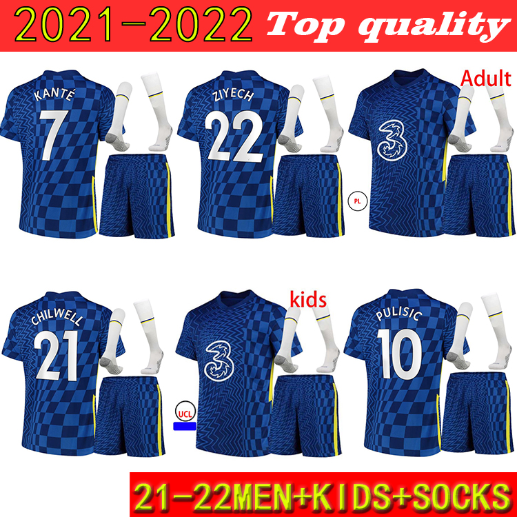 

21 22 PULISIC Soccer Jerseys WERNER ZIYECH 2021 2022 HAVERTZ Football Shirt ABRAHAM KANTE CHIILWELL JORGINHO MOUNT Mens Jersey Kids Kit socks, Black