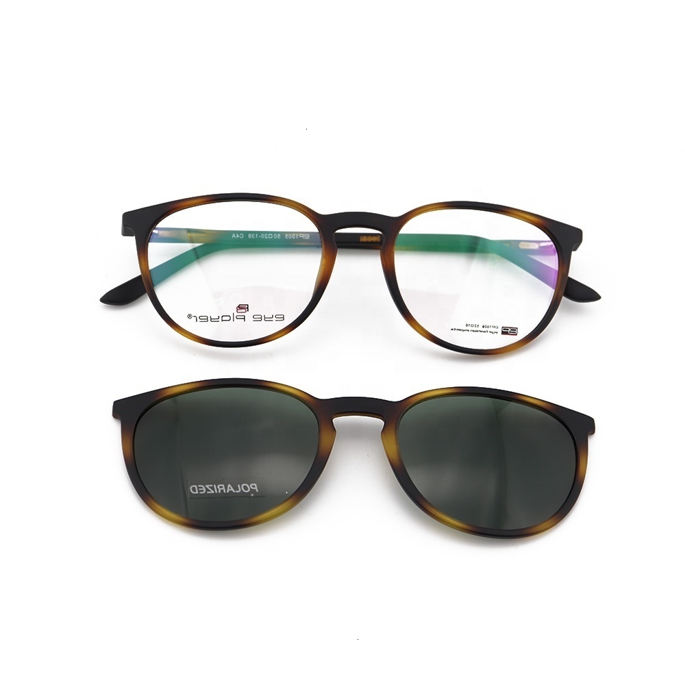 

Highend accessories Wholale new fashion Trendy style Round sun glass TR magnetic clip on sunglass with polarized lens lightweight, Black