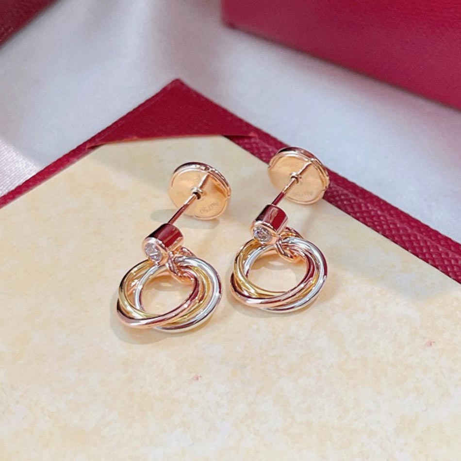 

Jewelry Earrings Dangle & Chandelier Three color three ring single drill 128425