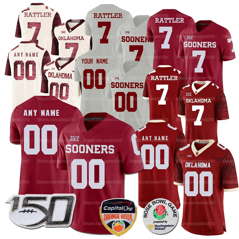 

Custom NCAA Oklahoma Sooners Football Jersey Jalen Hurts Kyler Murray Baker Mayfield CeeDee Lamb 14 Sam Bradford Adrian Peterson Brian Bosworth DJ Graham Knowles, As shown