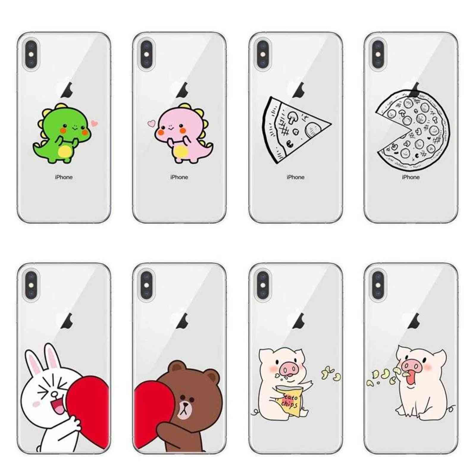 

Funny Pizza Best Friends Phone Case For iPhone 11 Pro X XS MAX XR 7 8 6 6s Plus 5S SE Cute Dinosaur Couple Soft Back Cover Shell Y1025, T7493