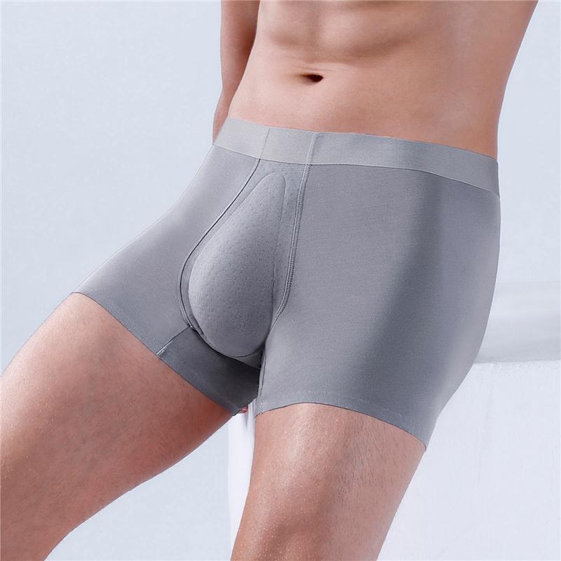 

Underpants 3D Latex 60 Modal Men Underwear Copper Ion Antibacterial Crotch Seamless Boxer Men's Pouch Breathable Boxers, Black;white