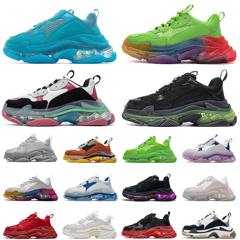

fashion sneakers clear sole triple s casual dad shoes scarpe crystal bot men women platform 17FW paris vintage triple-s luxury designer flat sports, Item pink 36-40
