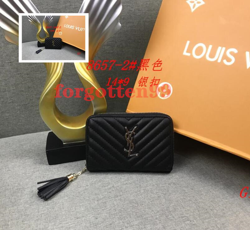 

39 sell ysl women high quality leather wallet purse Clutch Coin Purse Business card holder Credit card package Key case Bank card package, Black;brown