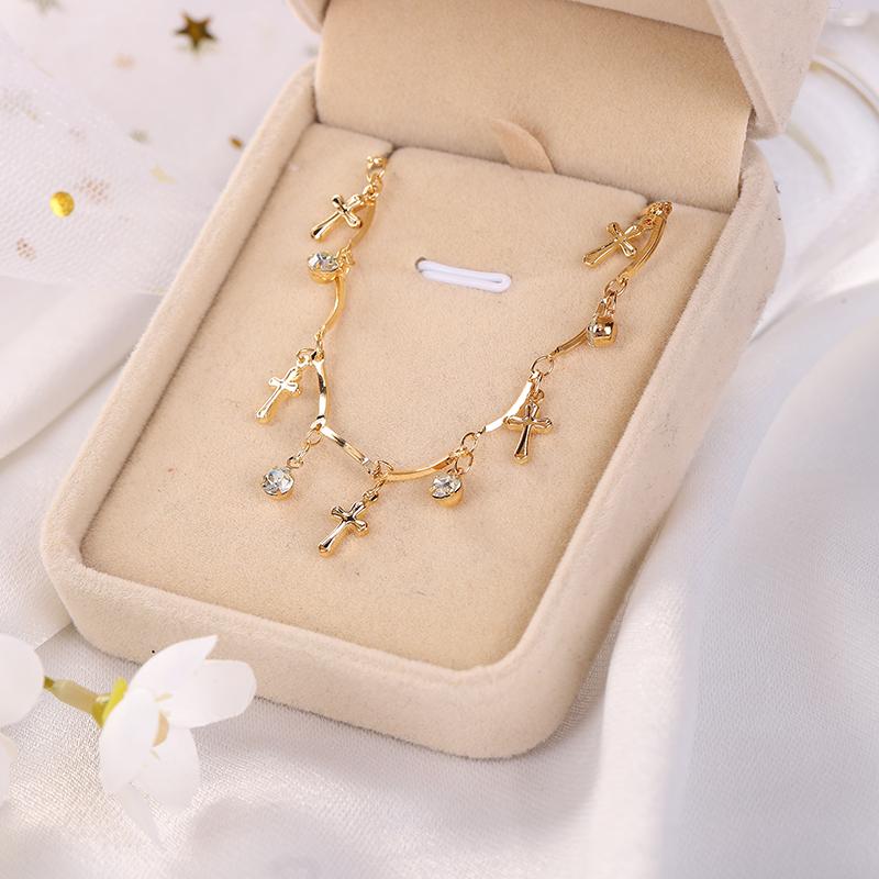 Pendant Necklaces Crystal Zircon Stone Silver Color Chain Necklace Elegant Fashion Cross For Women Wedding Party Gift Jewelry-image-702513859