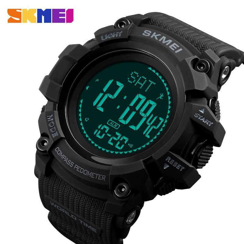 

Top Luxury Sport Watch Men Fashion 5Bar Waterproof Watches Alarm Clock Calorie Digital Relogio Masculino 1356 Wristwatches, Slivery;brown
